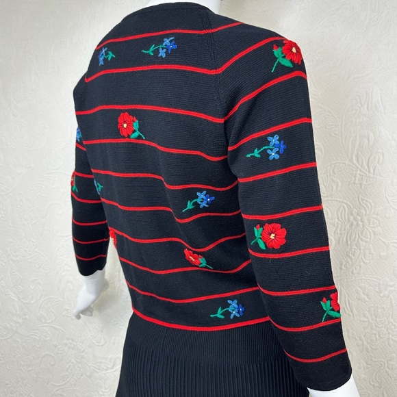 Alix International 60s Wool VTG Italian Floral Cardigan - Picture 5 of 14